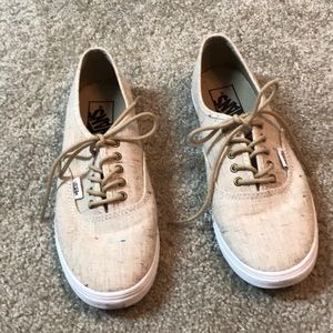 Preowned unisex Vans tan w colors sneakers - women’s 8 men’s 6.5